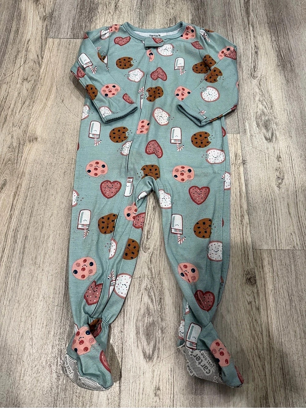 Carter's Footed Pajamas with milk and cookies print